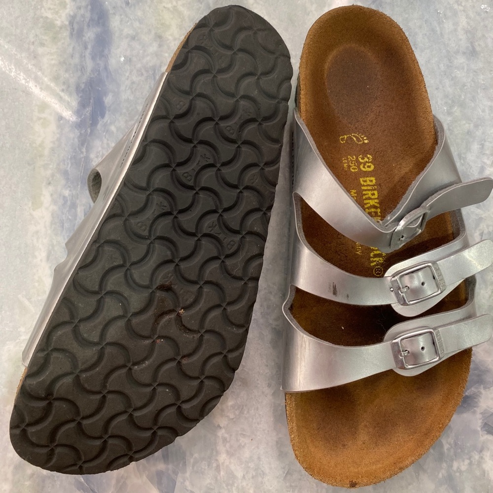 Silver Birkenstock Sandals
